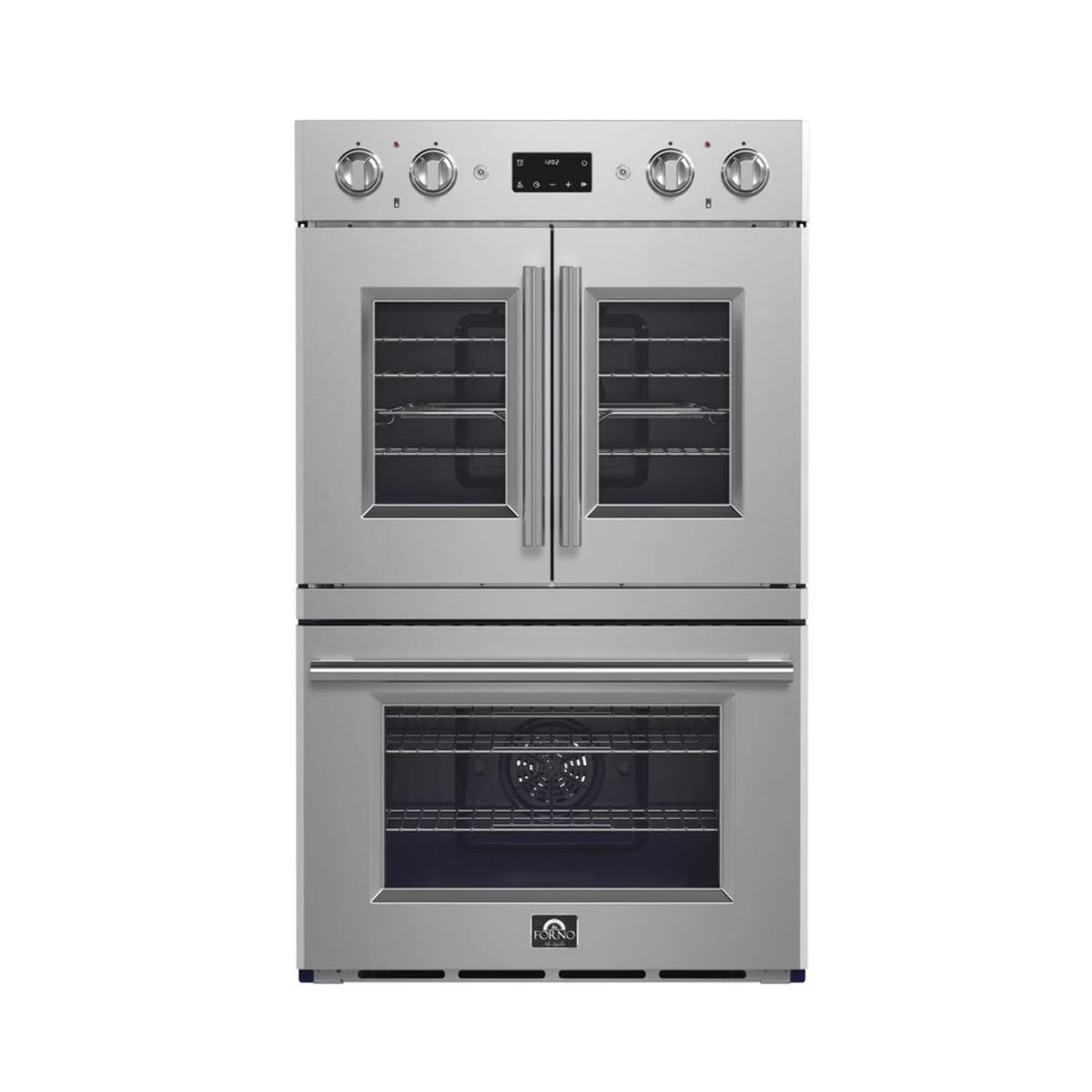 Forno Gallico 30-Inch Electric French Door Double Oven, Stainless Steel, Convection Cooking, Touch Control Panel, Self-Cleaning Function