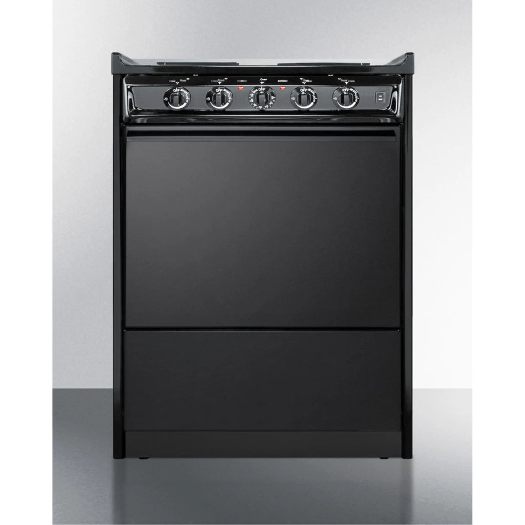 24" wide slide-in style electric coil range in black