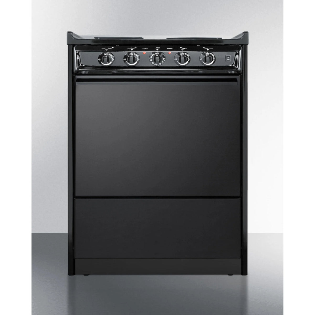 24" wide slide-in style electric coil range in black