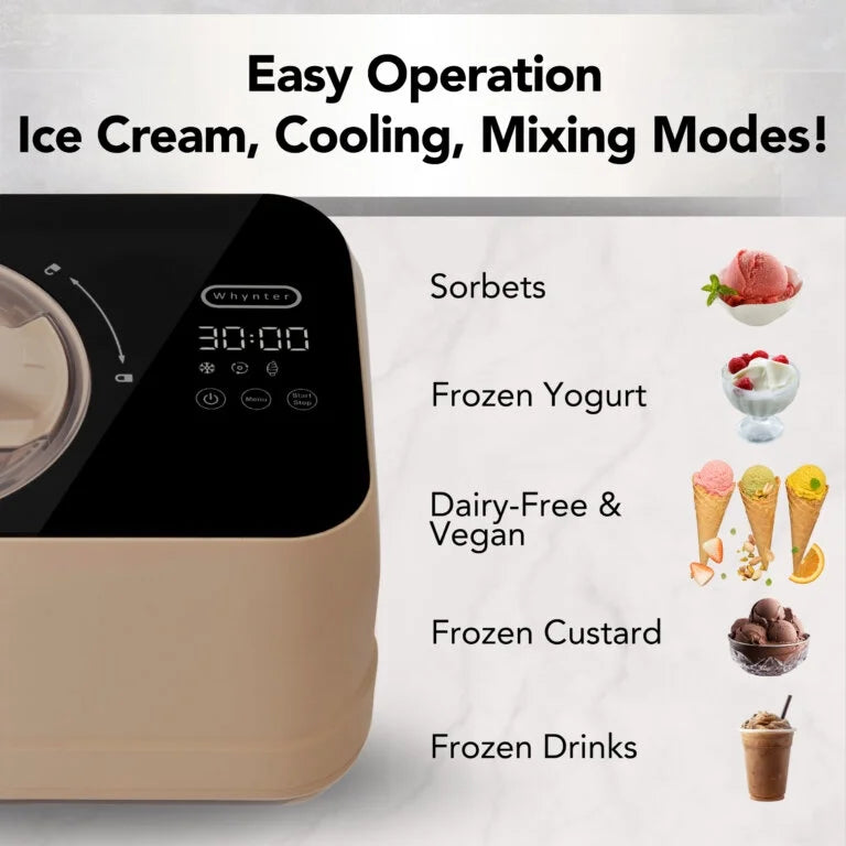 Whynter 0.8 Quart Compact Automatic Ice Cream Maker with Stainless Steel Bowl, Taupe Latte ICM-080-TL