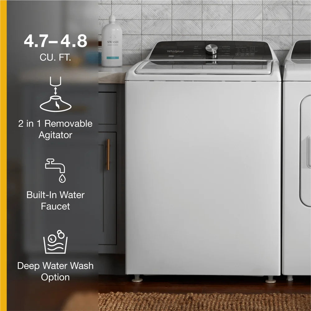 Whirlpool WTW5057LW 4.7 - 4.8 Cu. ft. Top Load Washer w/ Removable Agitator