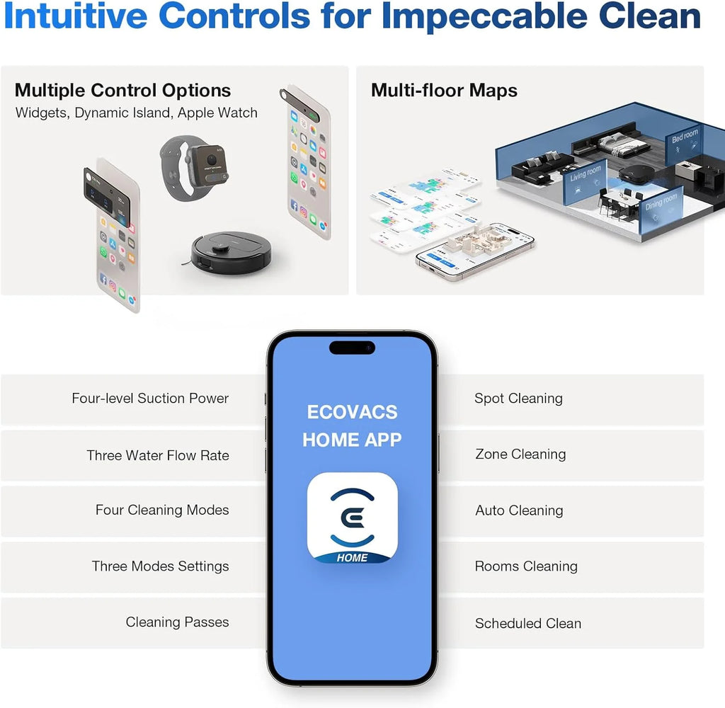ECOVACS DEEBOT N30 Omni Robot Vacuum & Mop, 10000Pa Suction, TruEdge Mopping, ZeroTangle 2.0 Technology