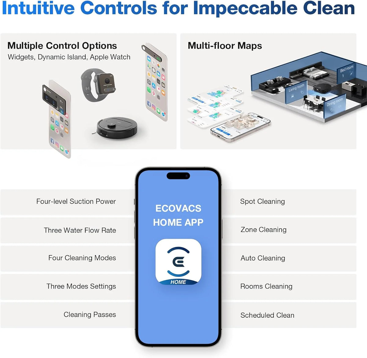 ECOVACS DEEBOT N30 Omni Robot Vacuum & Mop, 10000Pa Suction, TruEdge Mopping, ZeroTangle 2.0 Technology