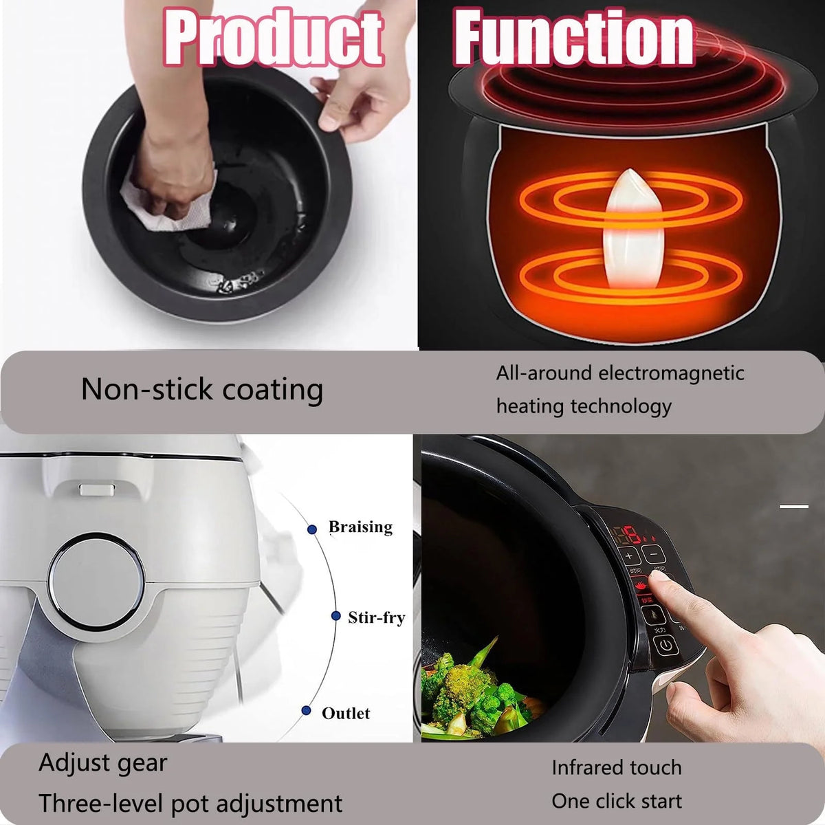 Automatic Cooking Machine Intelligent Rotating Cooking Pot Smart Automatic Stir Fry Machine Drum Type Food Processor Rice Cooker Kitchen's Seret Weapon For Stir Frying Stewing Cooking