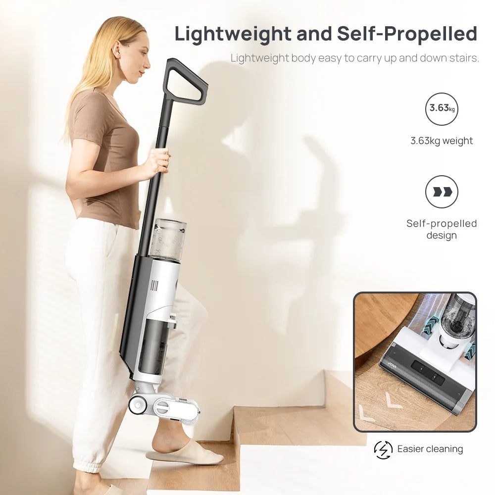 JONR ED12 Vacuum Mop all in one, Cordless Wet Dry Vacuum Cleaner and Mop Combo, Edge Cleaning, One-Step Cleaning, 850ml Water Tank, 30 Minutes Running Time for Hard Floors, Pet Hair