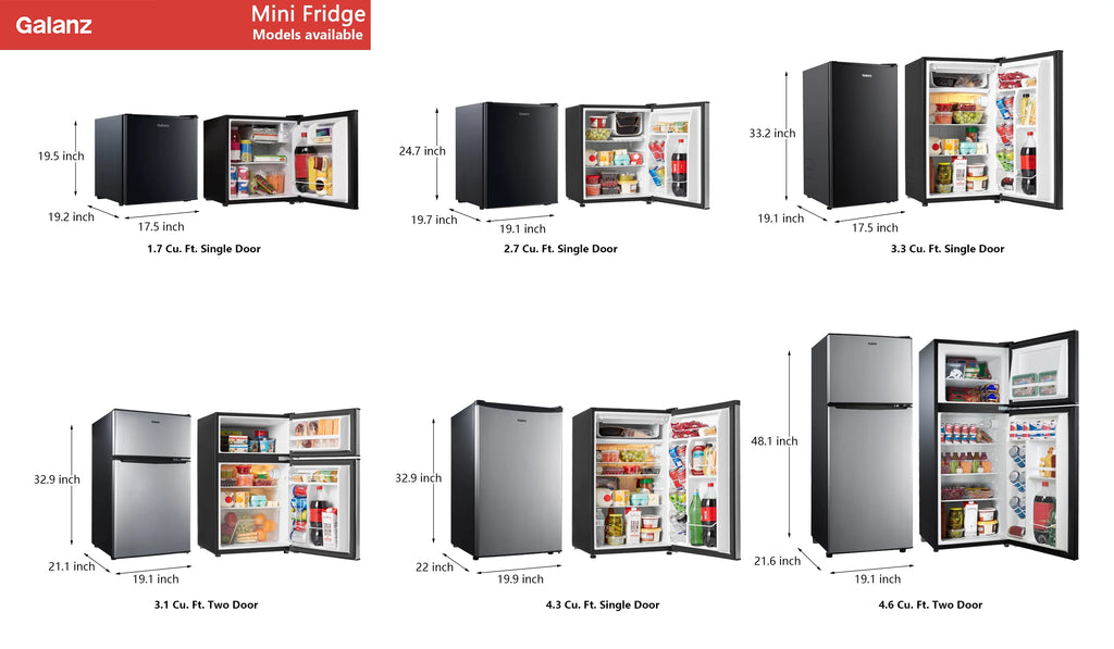 Galanz 3.3 Cu ft One Door Mini Fridge, Black Estar, New