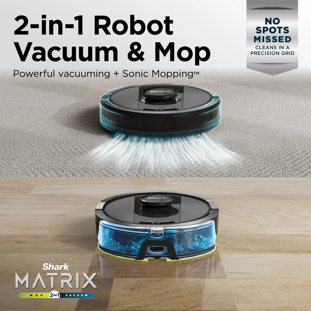 Shark Matrix Robot Vacuum & Mop, Auto Empty, Carpets and Hard Floors, 30-Day Capacity Base, Precision Home Mapping, Pet-Friendly, Wi-Fi, RV2400WS