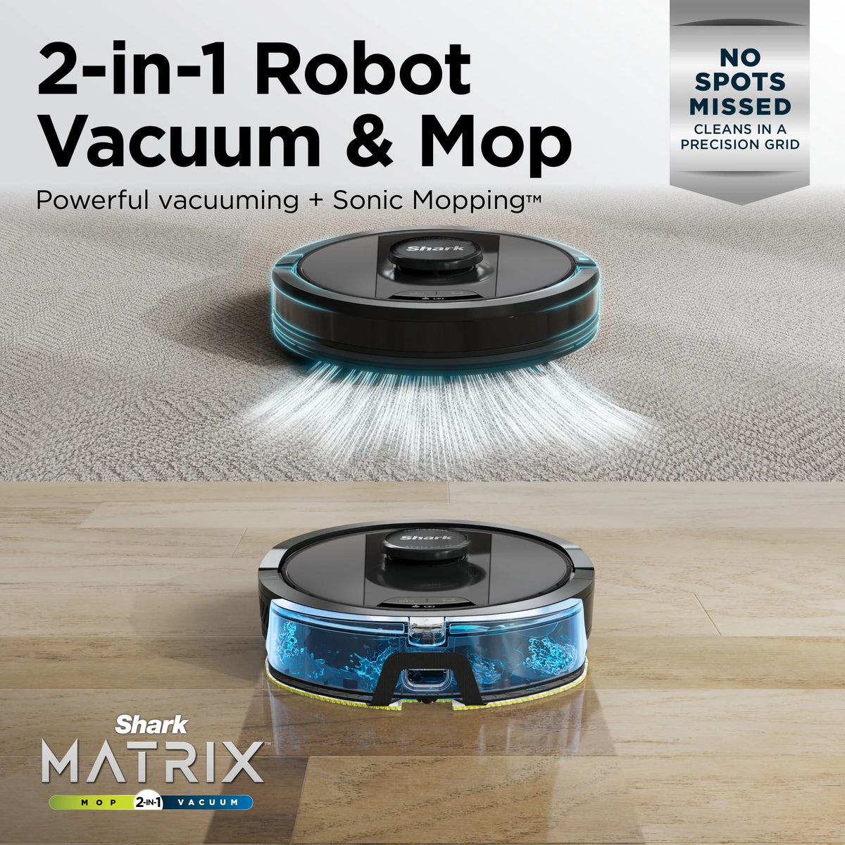 Shark Matrix Robot Vacuum & Mop, Auto Empty, Carpets and Hard Floors, 30-Day Capacity Base, Precision Home Mapping, Pet-Friendly, Wi-Fi, RV2400WS