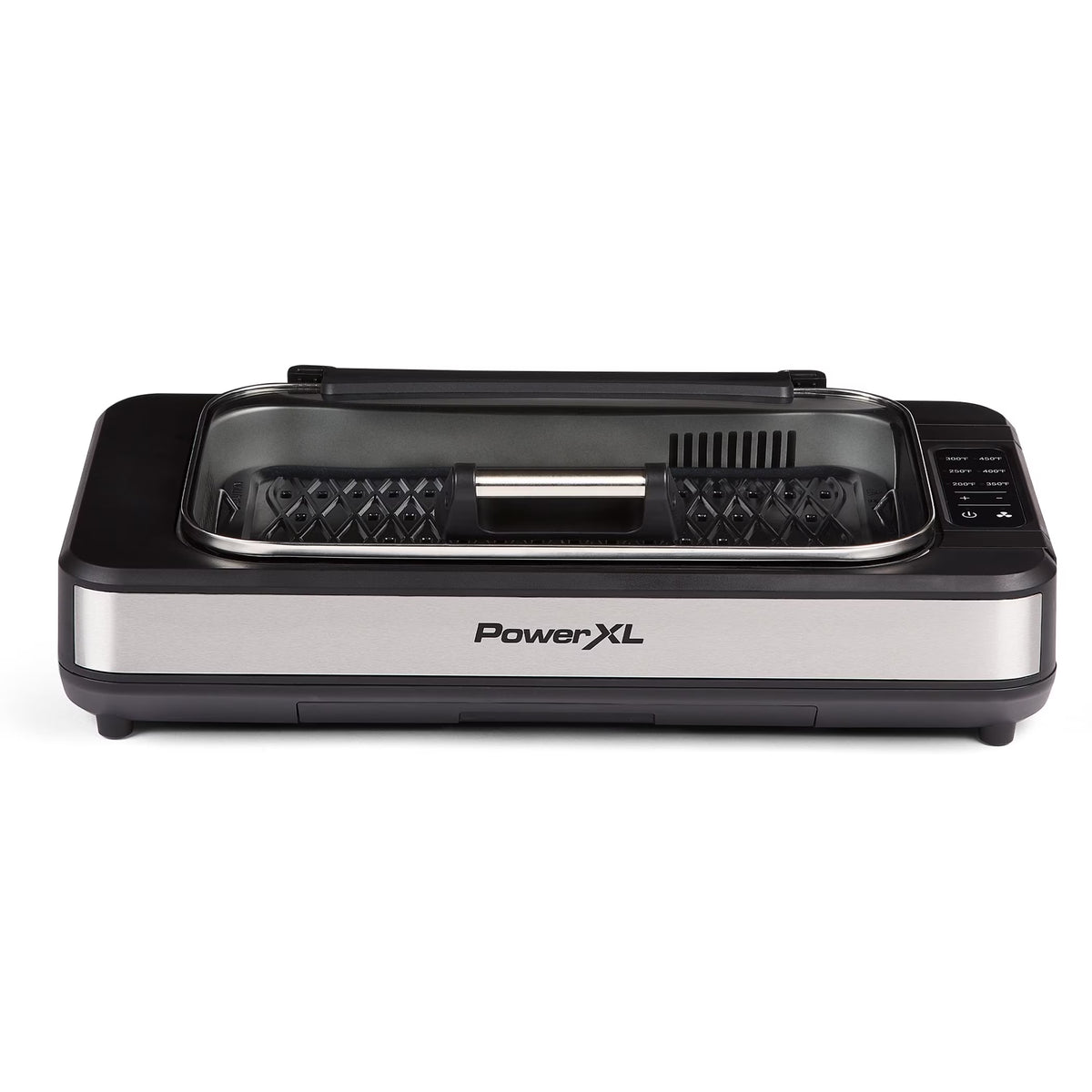 Open Box Power XL Smokeless Grill Elite Plus Indoor Electric Grill with Tempered Glass Lid, Non-Stick, Black