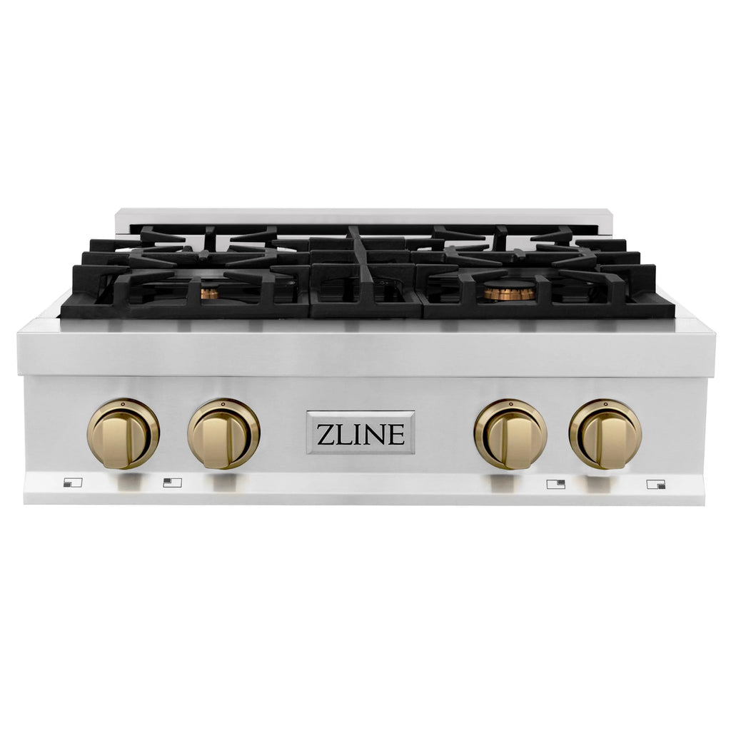 ZLINE 30 in. Autograph Edition Rangetop in DuraSnow Stainless Steel with Matte Black Accents (RTSZ-30-MB)