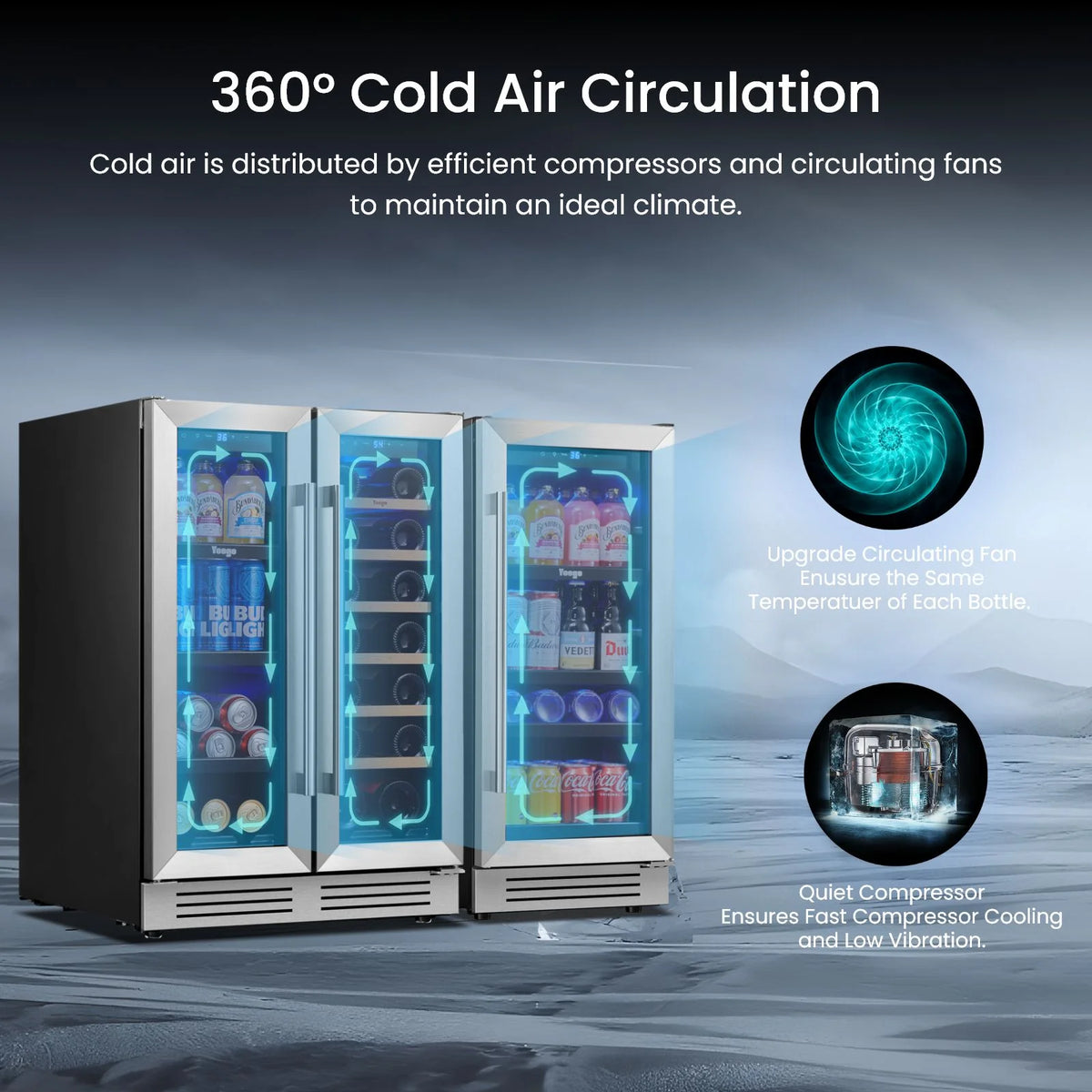Yeego 30" Wine and Beverage Refrigerator,Two 15" Wine and Beverage Cooler Under Counter or Freestanding, Hold 33 Bottles and 80 Cans(Two Pack)