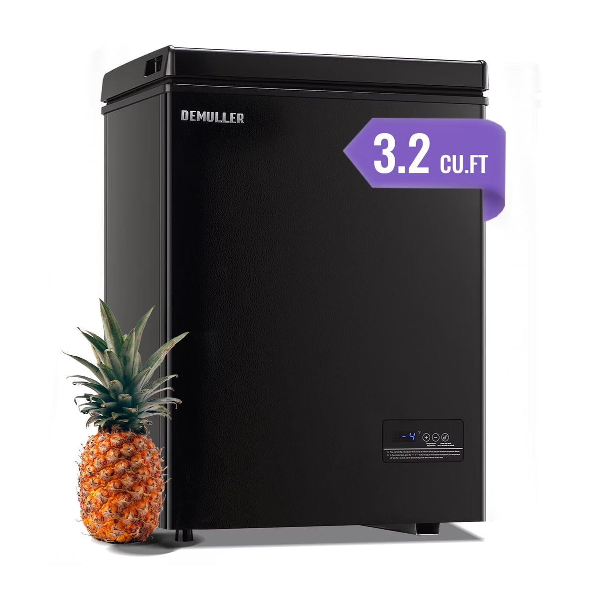DEMULLER Deep Chest Freezer Mini Freezer with Electronic Display Screen 2 Removable Baskets 63-BLACK