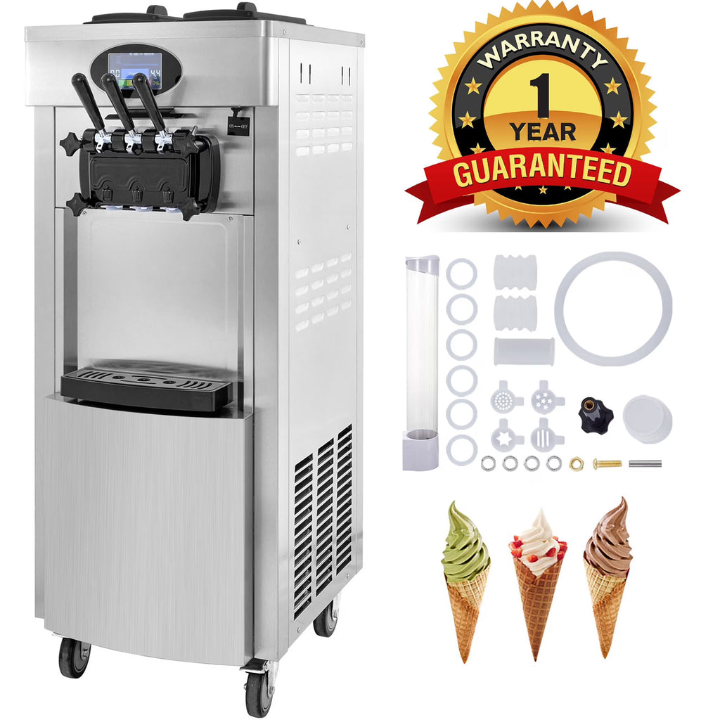 SHENGJINSH Pre-cooled Commercial Ice Cream Machine, 3 Flavors Countertop Soft Serve Ice Cream Maker