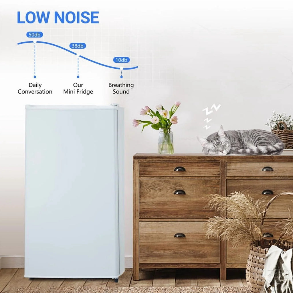 Towallmark 3.2 Cu Ft Mini Fridge, Compact Refrigerator, Portable Freezer with 2 Glass Shelves Silent Operation for Bedroom Office Dorm, White
