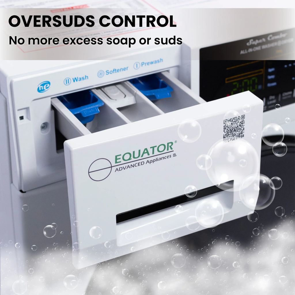 Equator Combination Washer Dryer Ventless/Vented Pet cycle 1.62cf/15lbs 110V with Adjustable legs