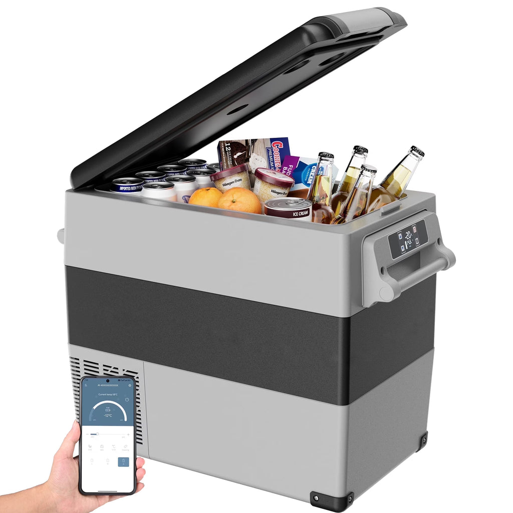 Simzlife 12 Volt Car Refrigerator, 37QT(35L) RV Refrigerator, Freezer Fridge Cooler DC & AC, for Home, Travel, Camping, Fishing, RV and Outdoor, Gray