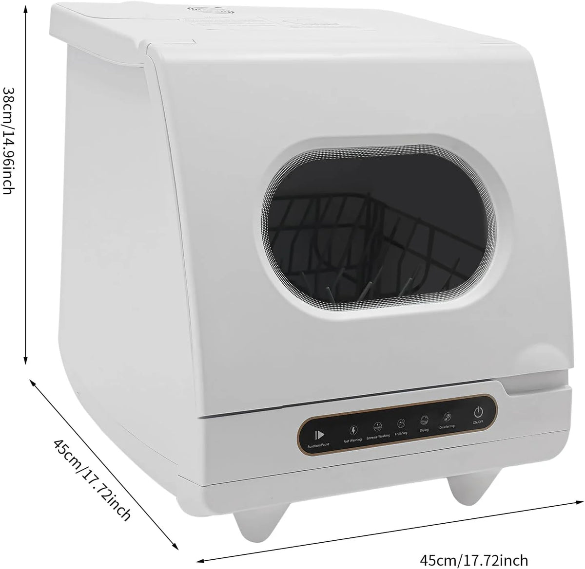 Portable Countertop Dishwasher, 1200W Mini Dishwasher with 12 Water Outlets and 360° Spraying Cleaning, White Fully Automatic Dishwashing Machine for Homes, Dormitories, Recreational Vehicle