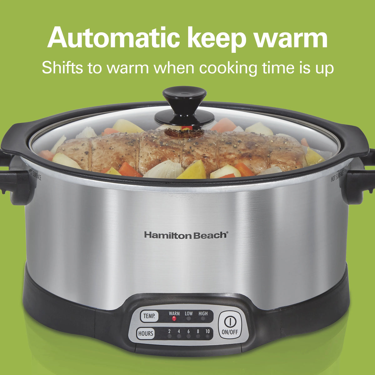Hamilton Beach 6 Qt Programmable Slow Cooker, Stovetop Safe Nonstick Aluminum Crock with Removable Pot, Stainless Steel
