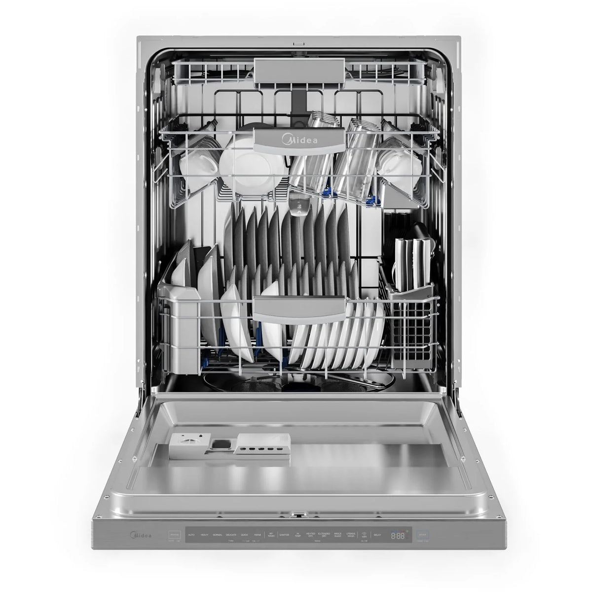 Midea Ultra-Quiet, Built-in dishwasher with Wi-Fi and Targeted Wash Zones, MDT24P5AST, Stainless Steel