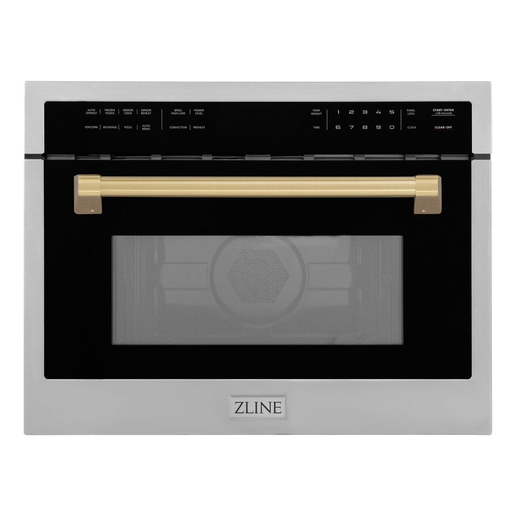 ZLINE Autograph Edition 24" 1.6 cu ft. Built-in Convection Microwave Oven in Stainless Steel and Matte Black Accents