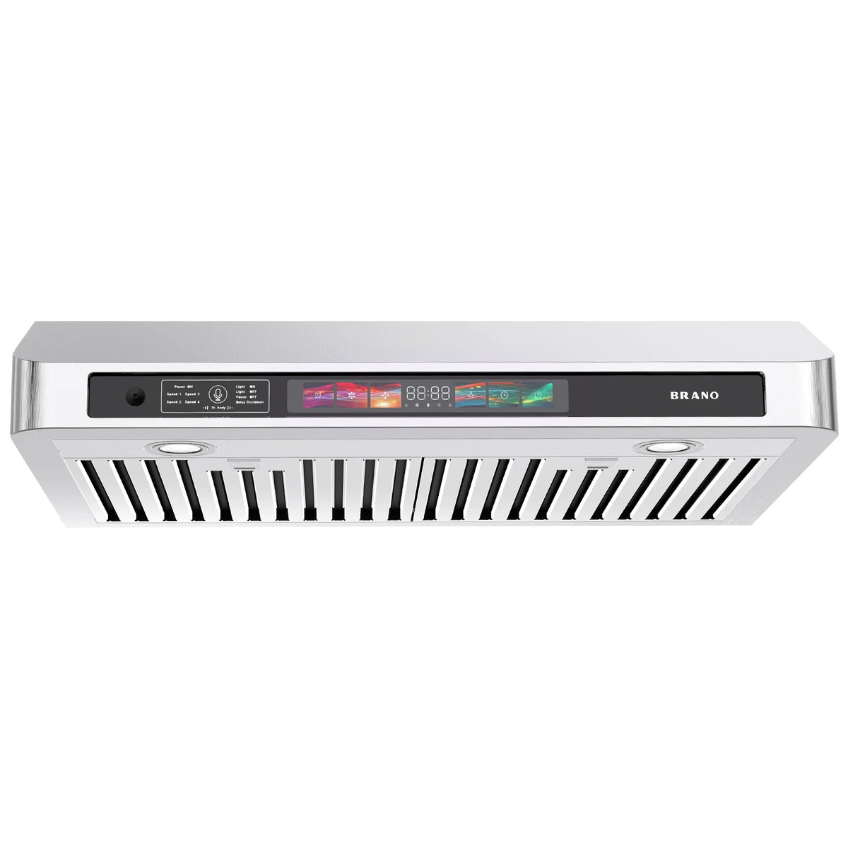 Brano 30 Inch 900 CFM Ducted Under Cabinet Range Hood in Stainless Steel with Voice, Gesture, and Touch Control