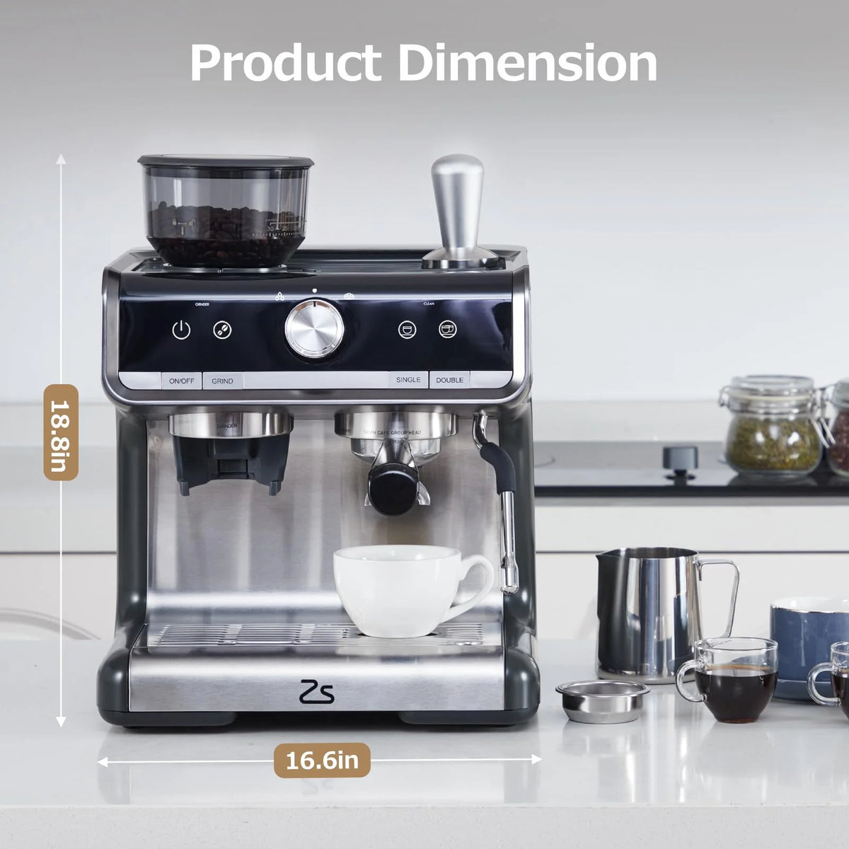 2024 New Espresso Machine with Grinder 20 Bar Pump, 2.8L Removable Water Tank Semi Automatic Coffee Maker with Grinder, Milk frother, Ideal for Small Families and Offices