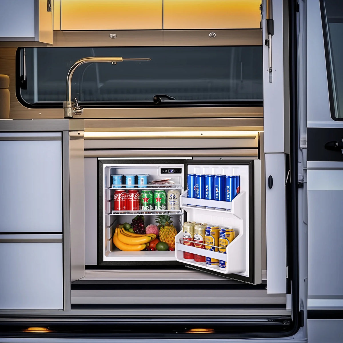 Sunmaki 12v Fridge RV Refrigerator, 116.2Qt(110L) Portable Car Refrigerator Dual Zone Cooling & Freezing, for Bedroom, Truck, Office, Outdoor, Black