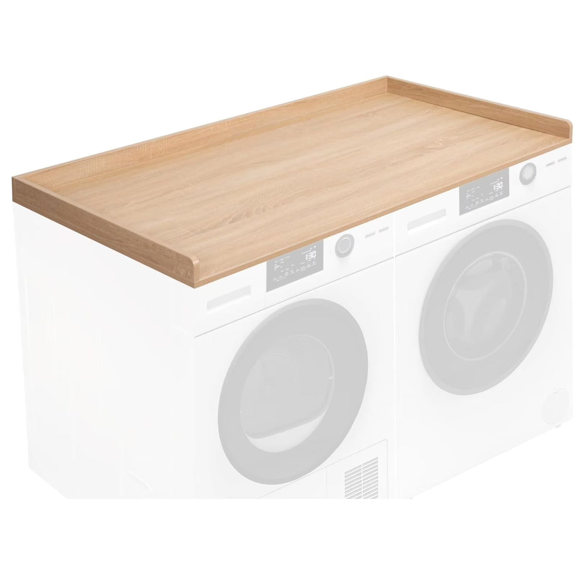 YOSITiuu Washer Dryer 54 inch Countertop with Safety Ledge for Laundry Room Organization, Light Wood, LF-WDCT1C