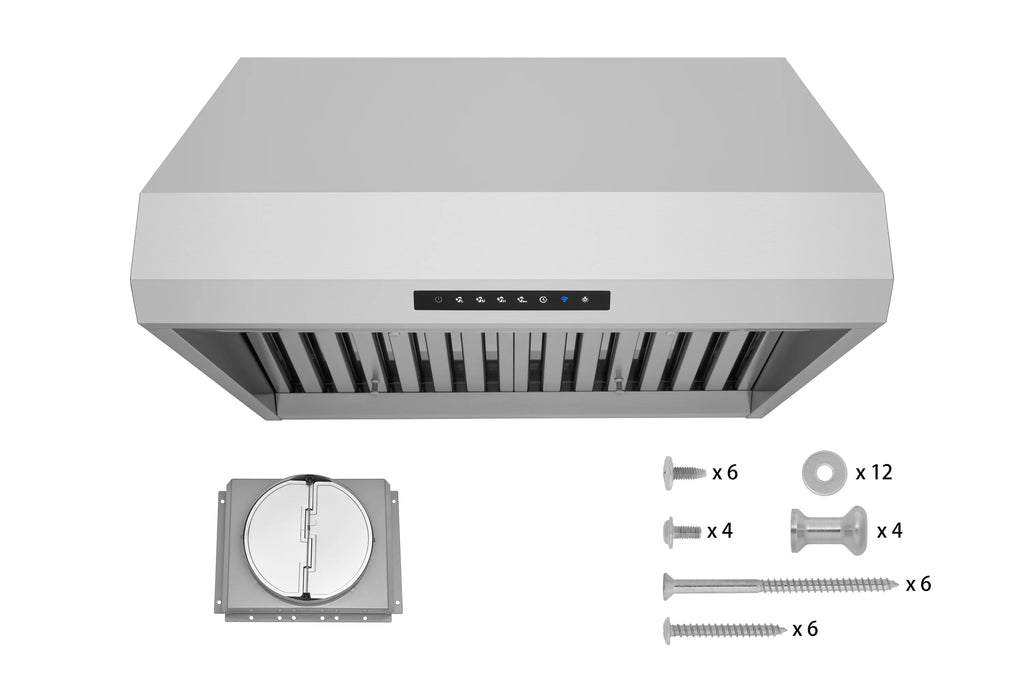 Hauslane | PRO Series PRO500 36" | Versitile Under Cabinet or Wall Mounted Range Hood | with Smart App Control and LED in Stainles Steel