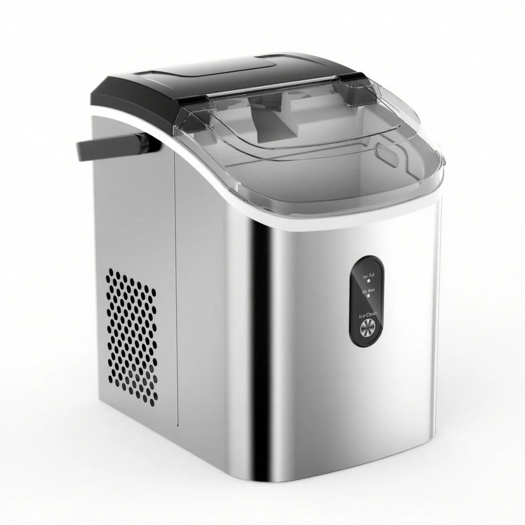 EUHOMY Nugget Ice Maker Countertop with Handle, Ready in 6 Mins, 34.5 lbs Per Day, Removable Top Cover, Auto-Cleaning, Black