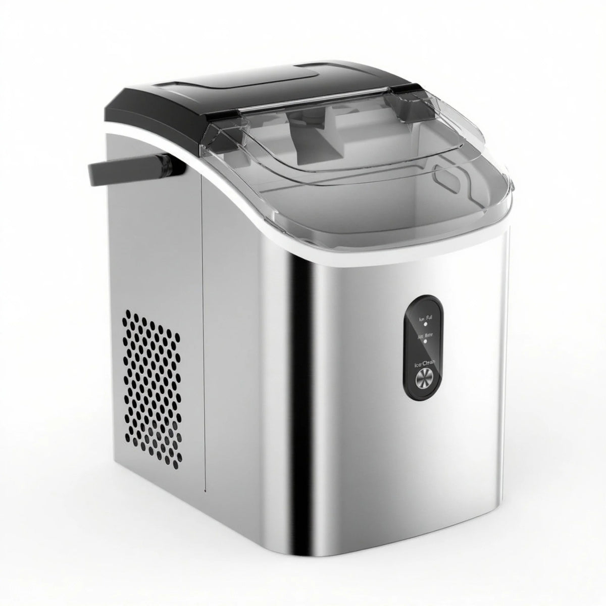 EUHOMY Nugget Ice Maker Countertop with Handle, Ready in 6 Mins, 34.5 lbs Per Day, Removable Top Cover, Auto-Cleaning, Black