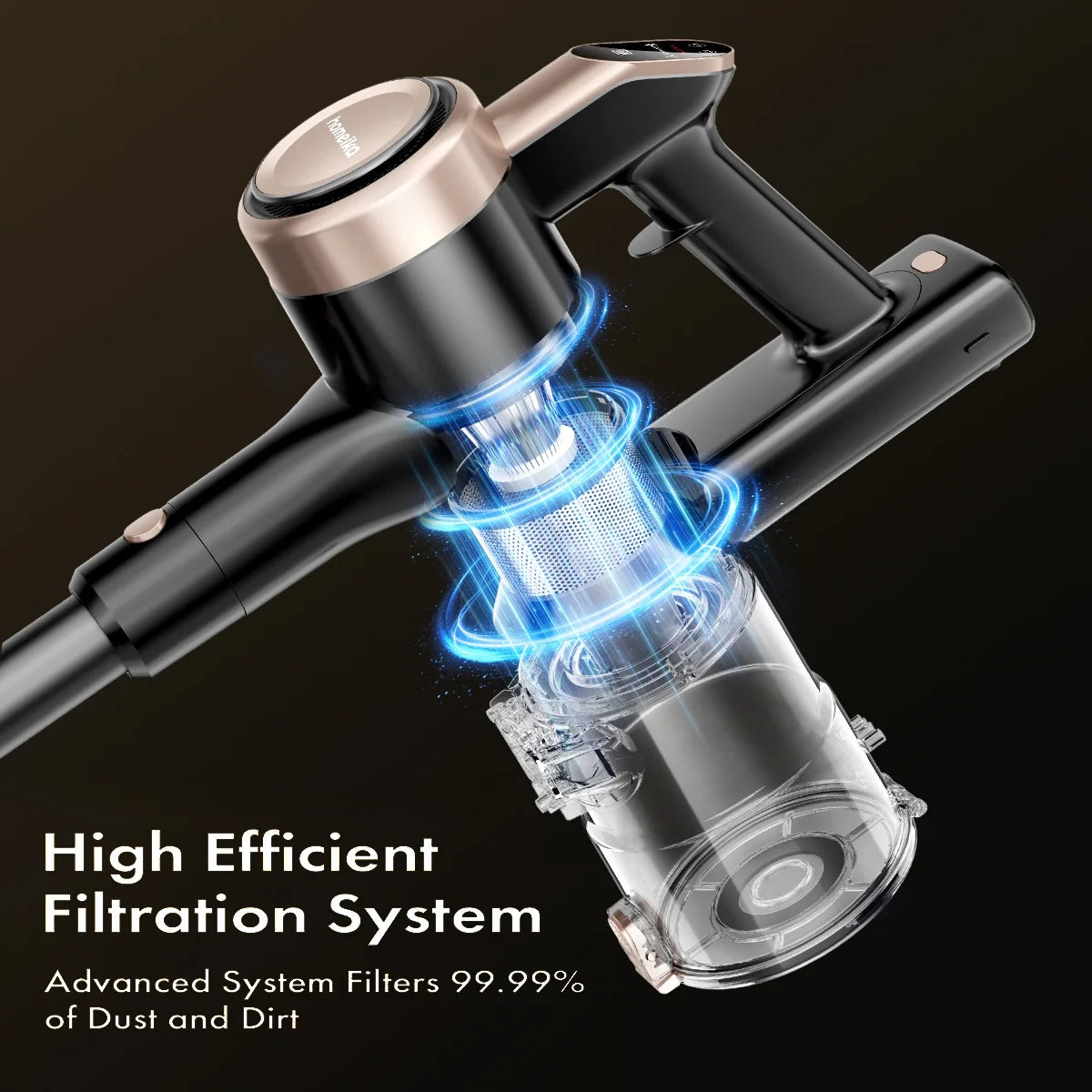 Homeika Cordless Vacuum Cleaner, 300W 23KPa Powerful Suction Vacuum with LED Display, 3 Suction, 48mins Runtime, Lightweight Stick Cleaner with Sofa Brush for Hard Floor/Carpet/Pet Hair/Car, Black
