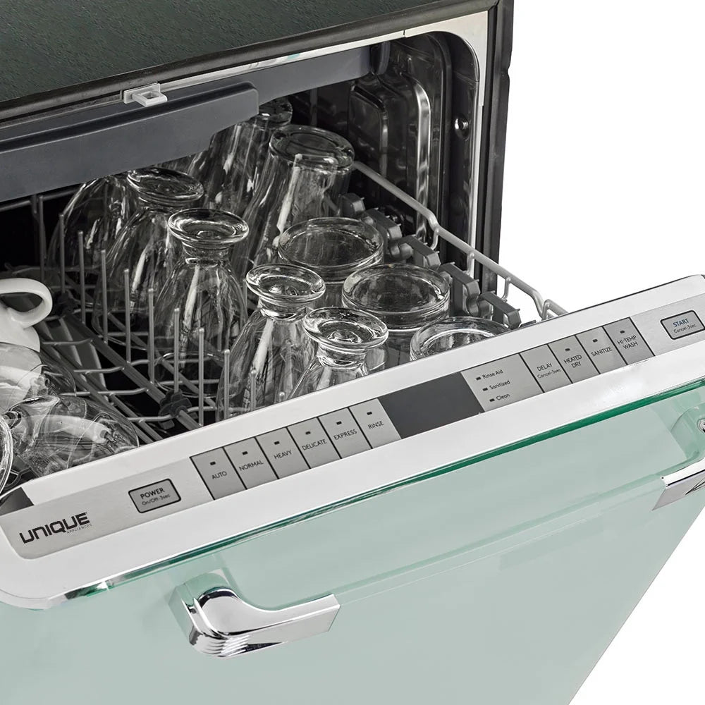 Unique Appliances Classic Retro 24" Built-in Dishwasher with Stainless Steel Tub and LED Lighting