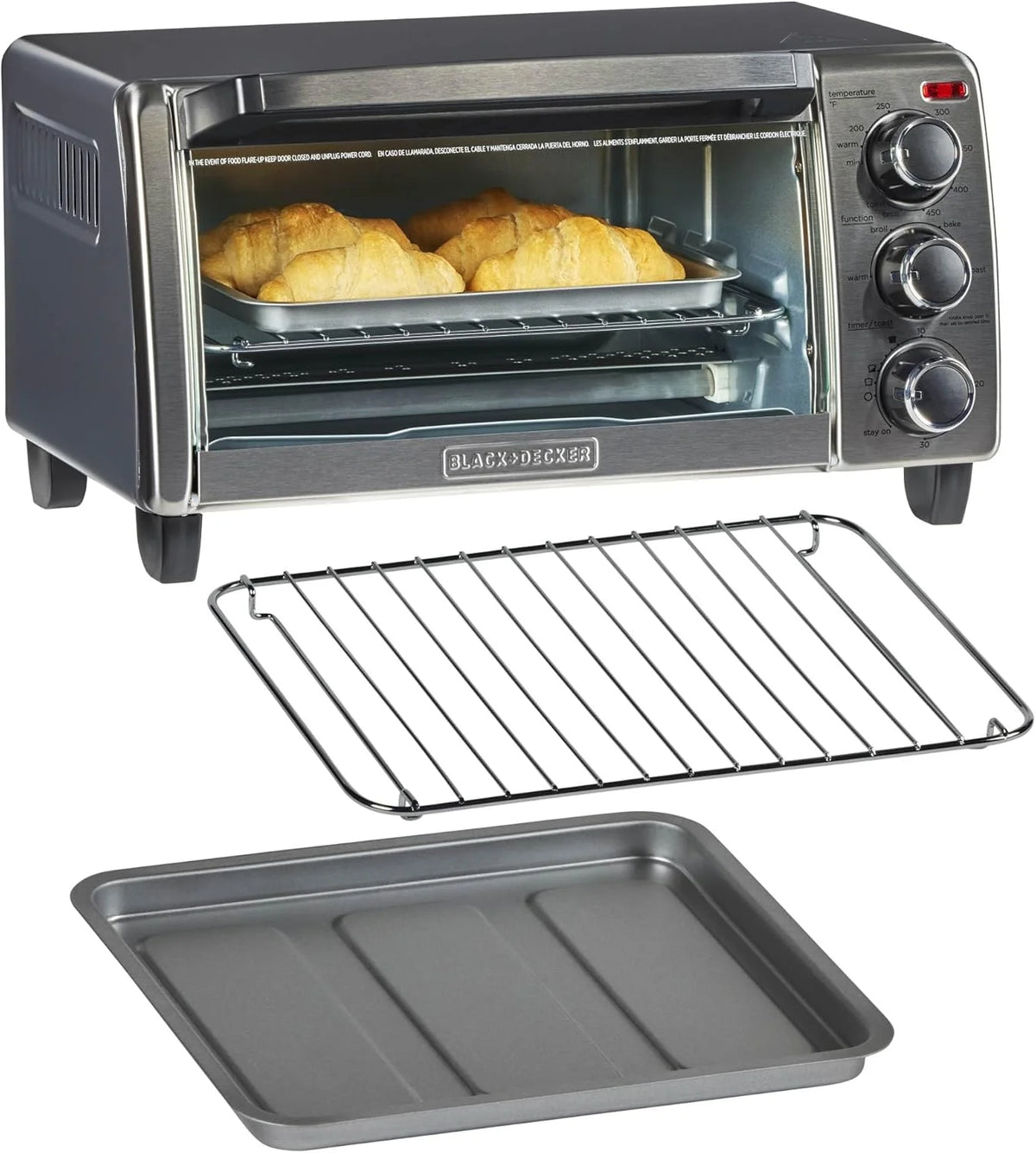 4-Slice Convection Oven - Stainless Steel, Curved Interior for 9-inch Pizza, TO1313SBD