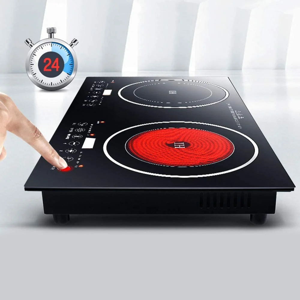 FETCOI, Portable Double Induction Cooktop Portable Electric  Cooker Cooktop Countertop Digital Electric Countertop