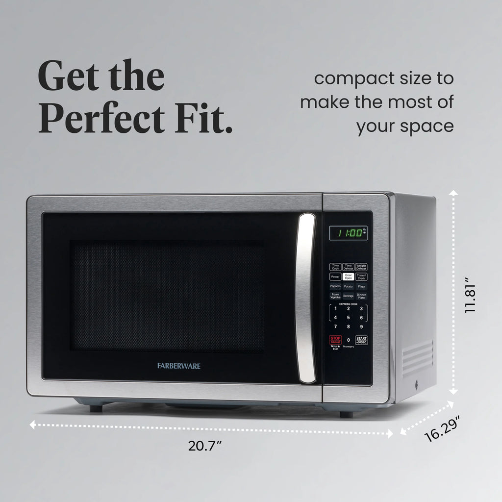 Farberware 1.1 Cu. Ft. 1000-Watt Compact Microwave Oven, Black
