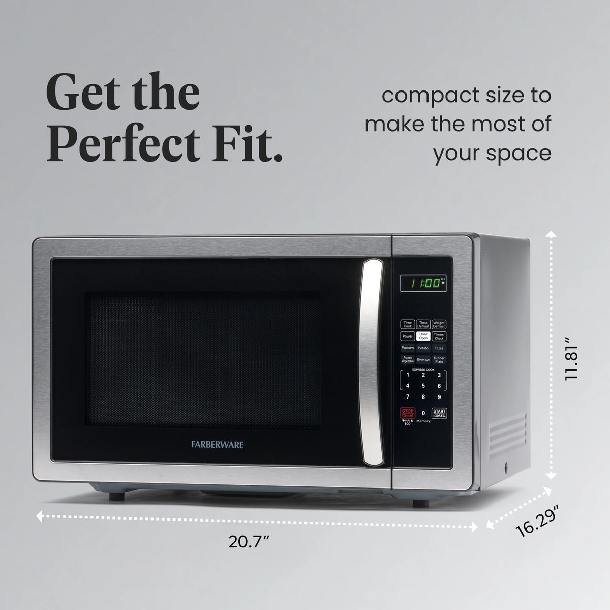 Farberware 1.1 Cu. Ft. 1000-Watt Compact Microwave Oven, Black