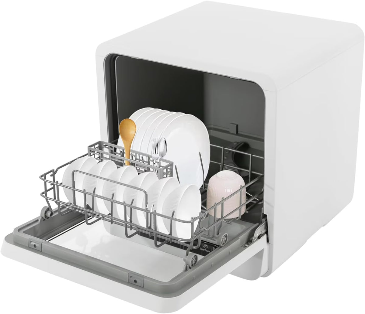 Countertop Dishwasher Compact Dishwasher, Mini Dishwasher with 4.8L Built-in Water Tank 110V Portable Dishwasher 5 Washing Programs 360�� Dual Spray Mini Dishwasher for Apartments RVs 590W