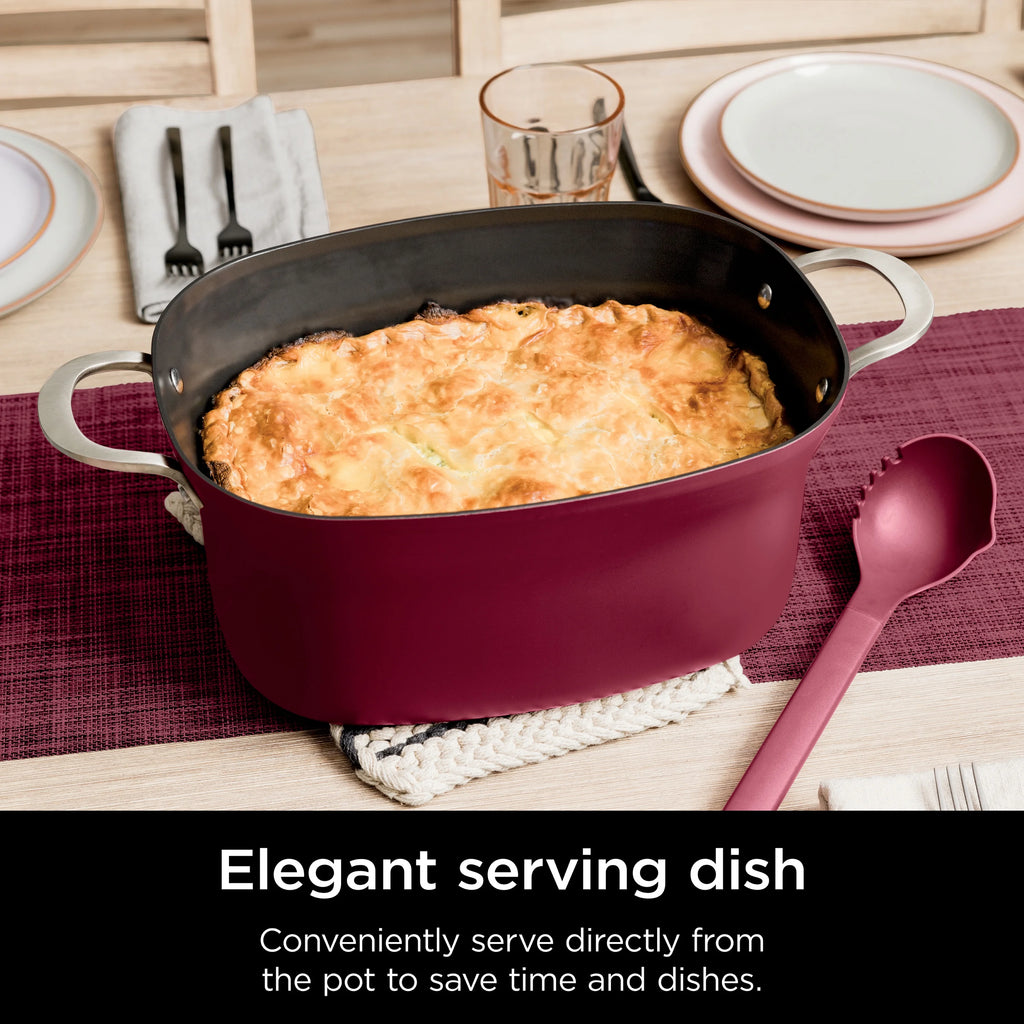 Ninja Foodi Possible Cooker, 8.5 Quart, 6-in-1 Multi-Cooker, Slow Cooker, Steamer, Glass Lid Integrated Cooking Utensil, Nonstick, Oven Safe Pot to 500°F, Cherry Tarte, MC1000WM