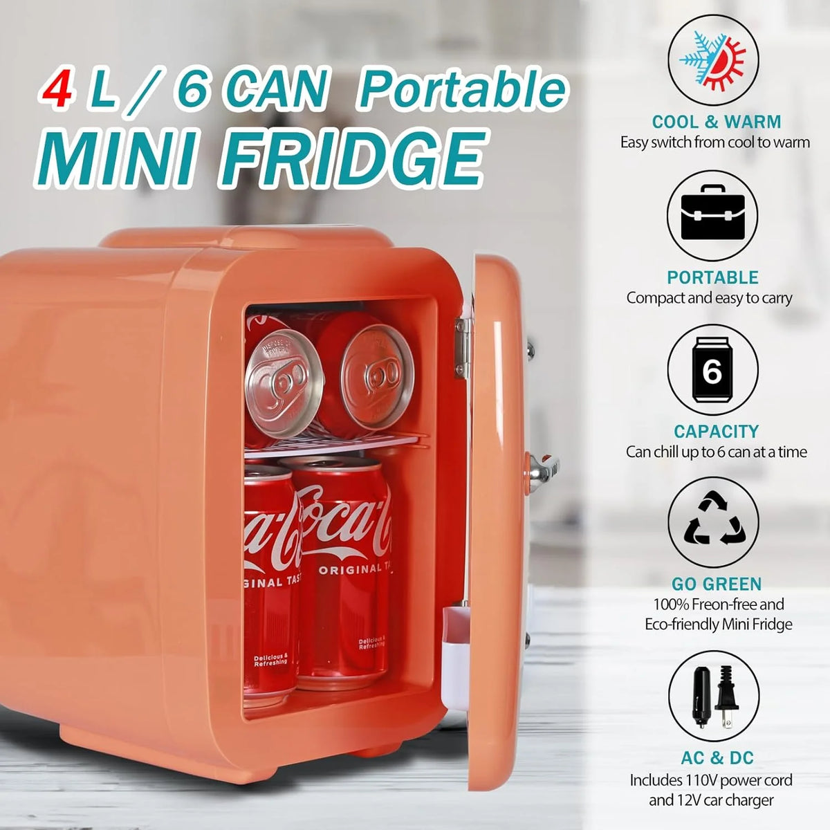Fridge Portable Thermoelectric 4 Liter Cooler and Warmer for Skincare,  Friendly Beauty Fridge For Foods,Medications, Cosmetics, Breast Milk, Medications Home and Travel