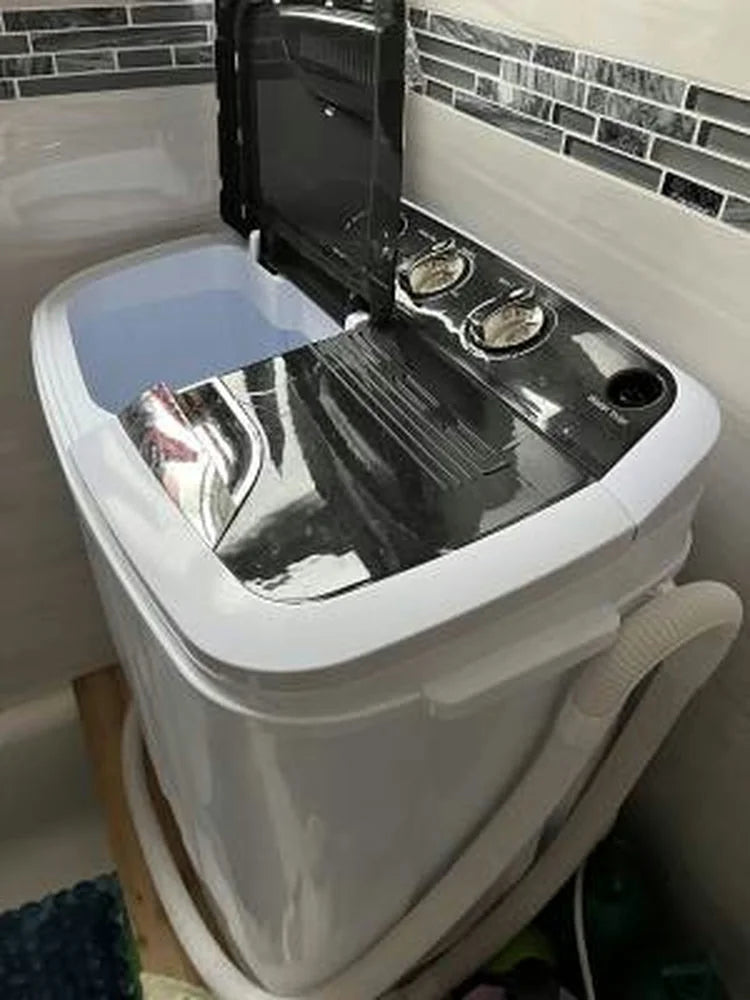Topcobe 8 Lbs Compact Mini Twin Tub Washing Spiner Machine, Space Saving Washer for Home and Apartment