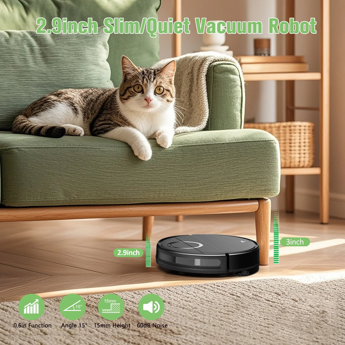 ONSON Robot Vacuum and Mop Combo, 2 in 1 Mopping Robotic Vacuum with Schedule, App/Bluetooth/Voice, Max Suction 2000Pa, Self-Charging Robot Vacuum Cleaner 04