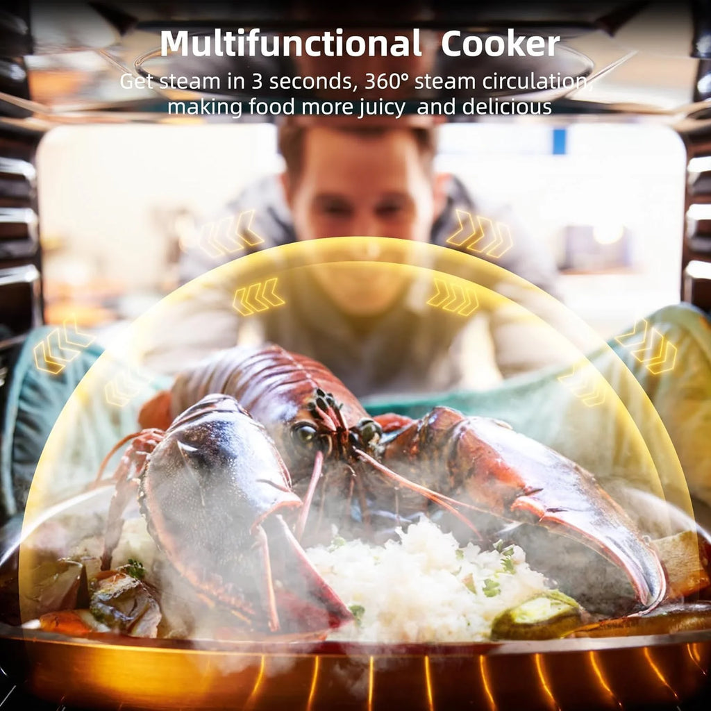 24" Built-in Electric Single Wall Oven, 2.47 Cu. Ft. Convection Wall Oven in Stainless Steel 3000W with 8 Baking Modes & 108 Automatic Recipes, Colorful LED Screen