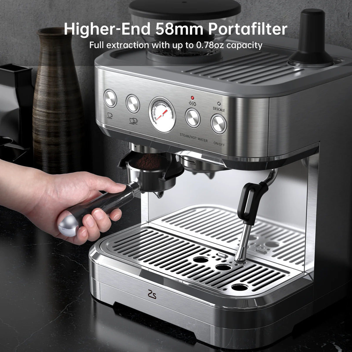 BEKAY Espresso Coffee Machine 15 Bar with Grinding Coffee Filter Milk Frother, Automatic Coffee Maker for Home