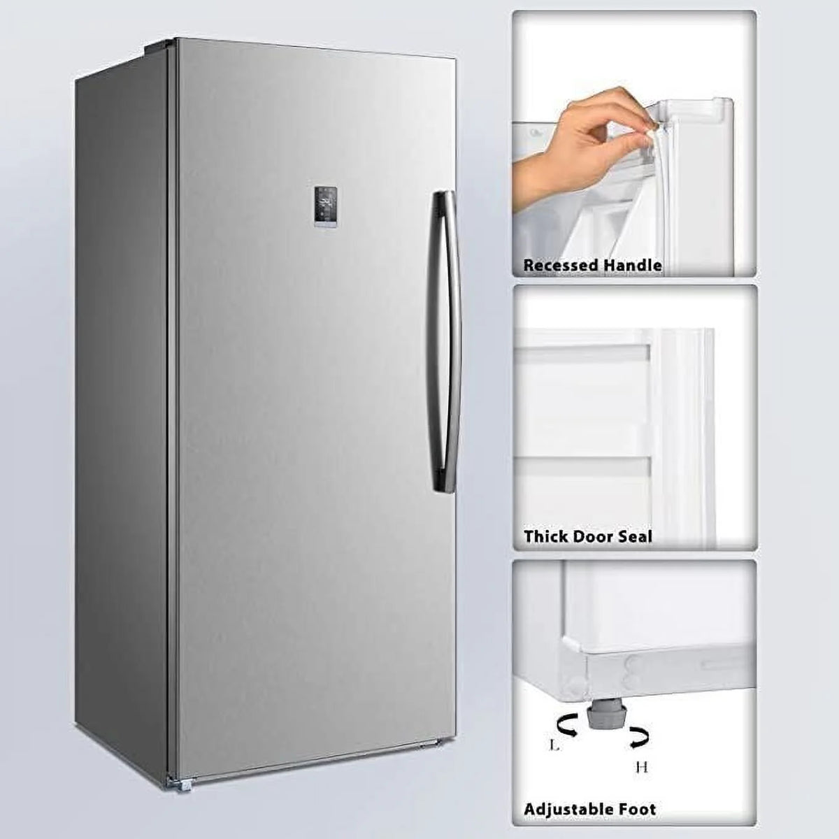Smad 17 Cu ft Upright Freezer Large Capacity Fridge Refrigerator Frost Free Home Stainless Steel