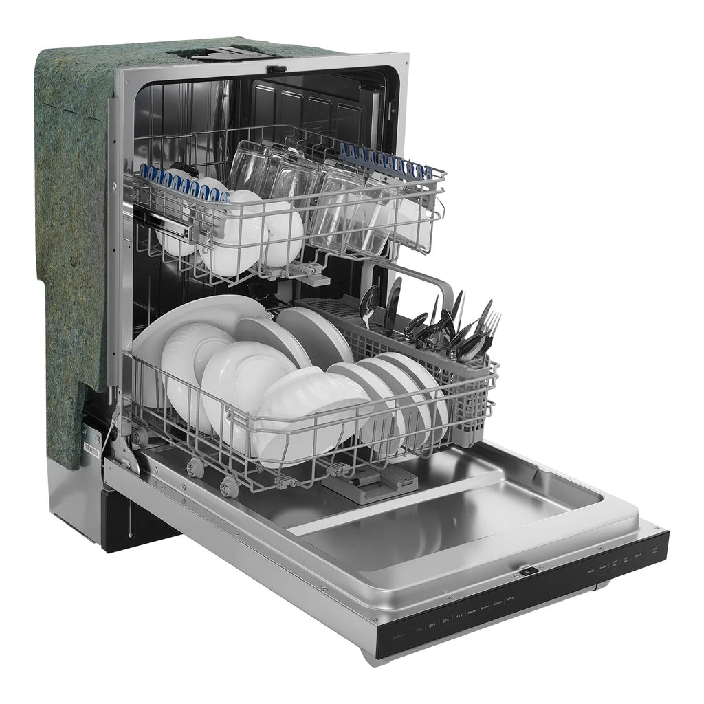KFFKFF 24-Inch Built-In Dishwasher with Stainless Steel Interior, 14 Place Settings, 8 Wash Cycles, Quiet Operation, Adjustable Racks, and Zoned Storage, Dimensions: 23.82 x 25.2 x 33.78 Inches