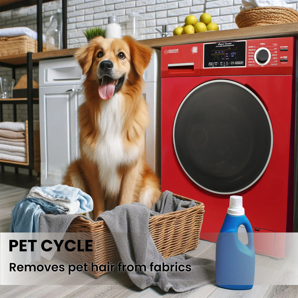 Equator All-in-One Washer Dryer VENTLESS/VENTED PET cycle 1.62cf/15lbs 110V in Merlot