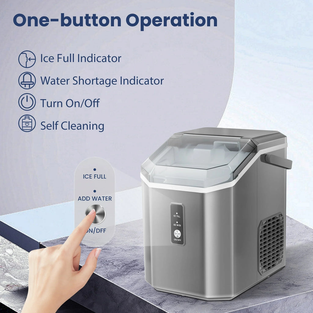 LHRIVER Countertop Nugget Ice Maker, 35Lbs/24H, Soft Chewable Ice, Ice Scoop, Self-Cleaning, White