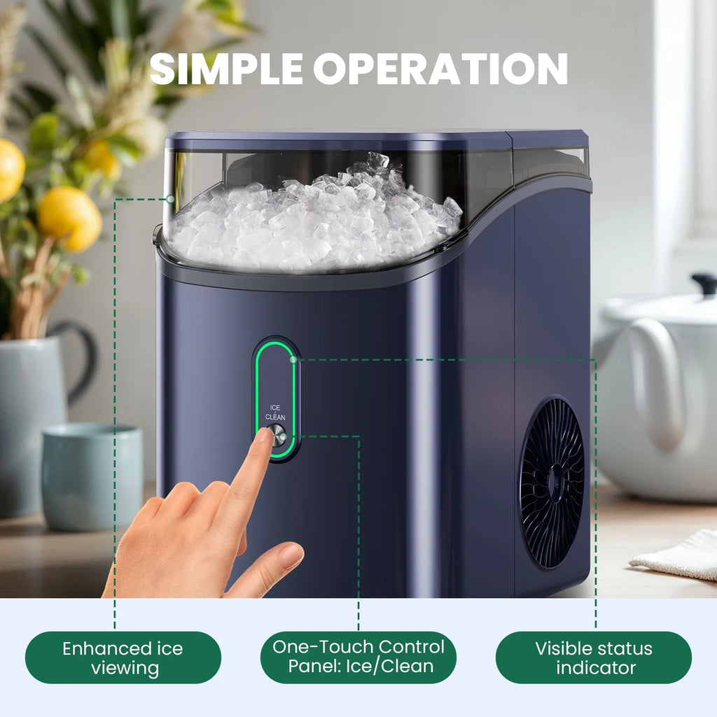 Philergo Nugget Ice Maker Countertop, Pebble Ice Maker with Soft Chewable Ice, 35 lbs/24 Hrs for Home, Kitchen, RV, Camping, Silver