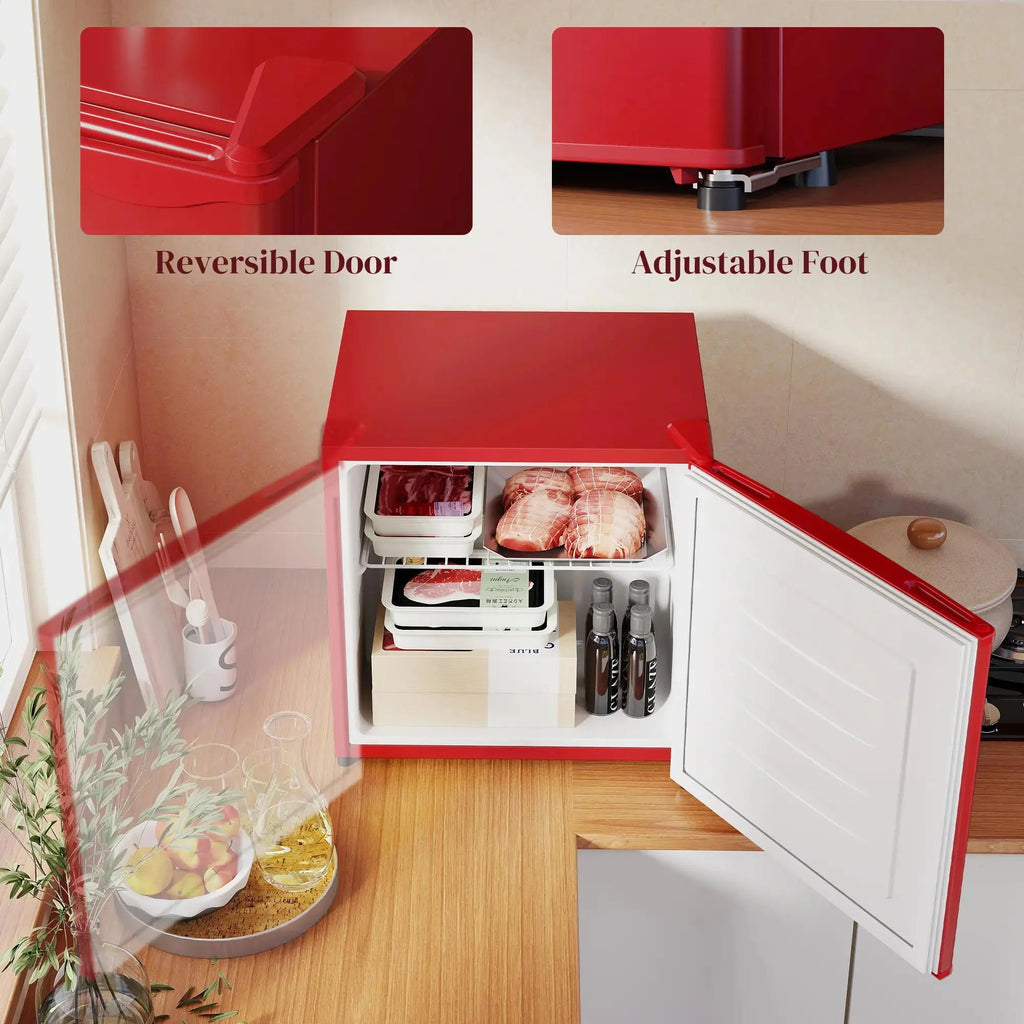 Resenkos 1.1 Cu.Ft Countertop Mini Freezer, Compact Upright Freezer with Removable Shelves, Red
